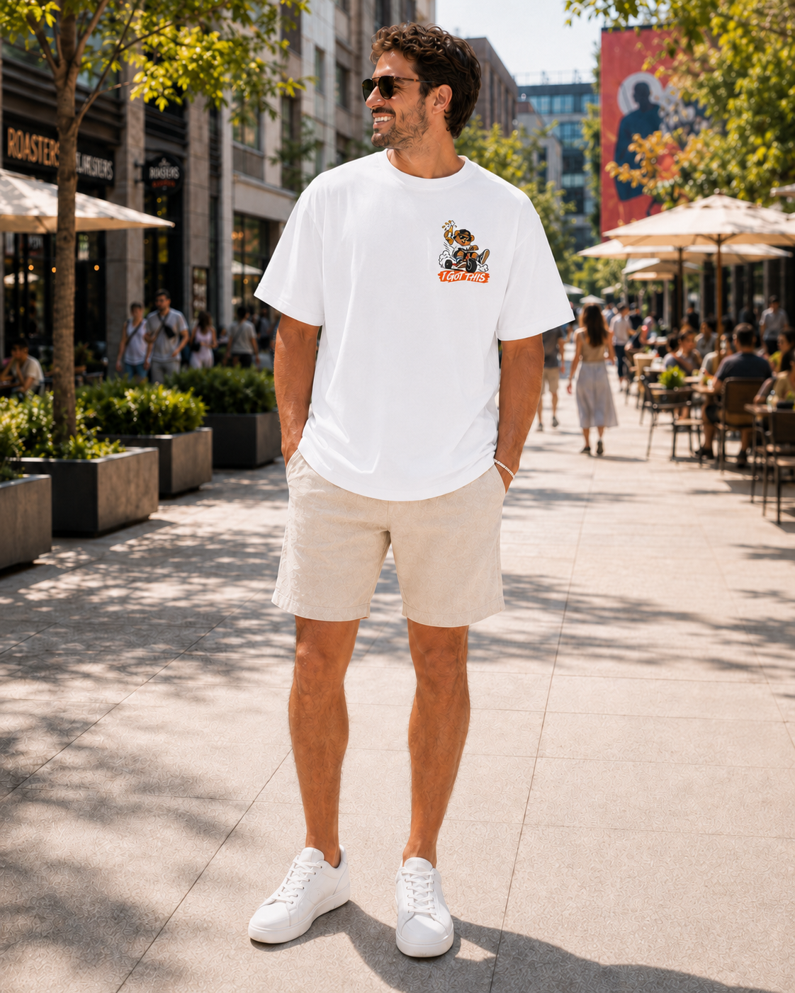 Tricou oversized alb Please Hold My Beer Armedy Society – vedere fata