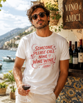 Nine Wine Wine Statement Tee alb, tricou oversized Armedy Society cu print mare pe fata