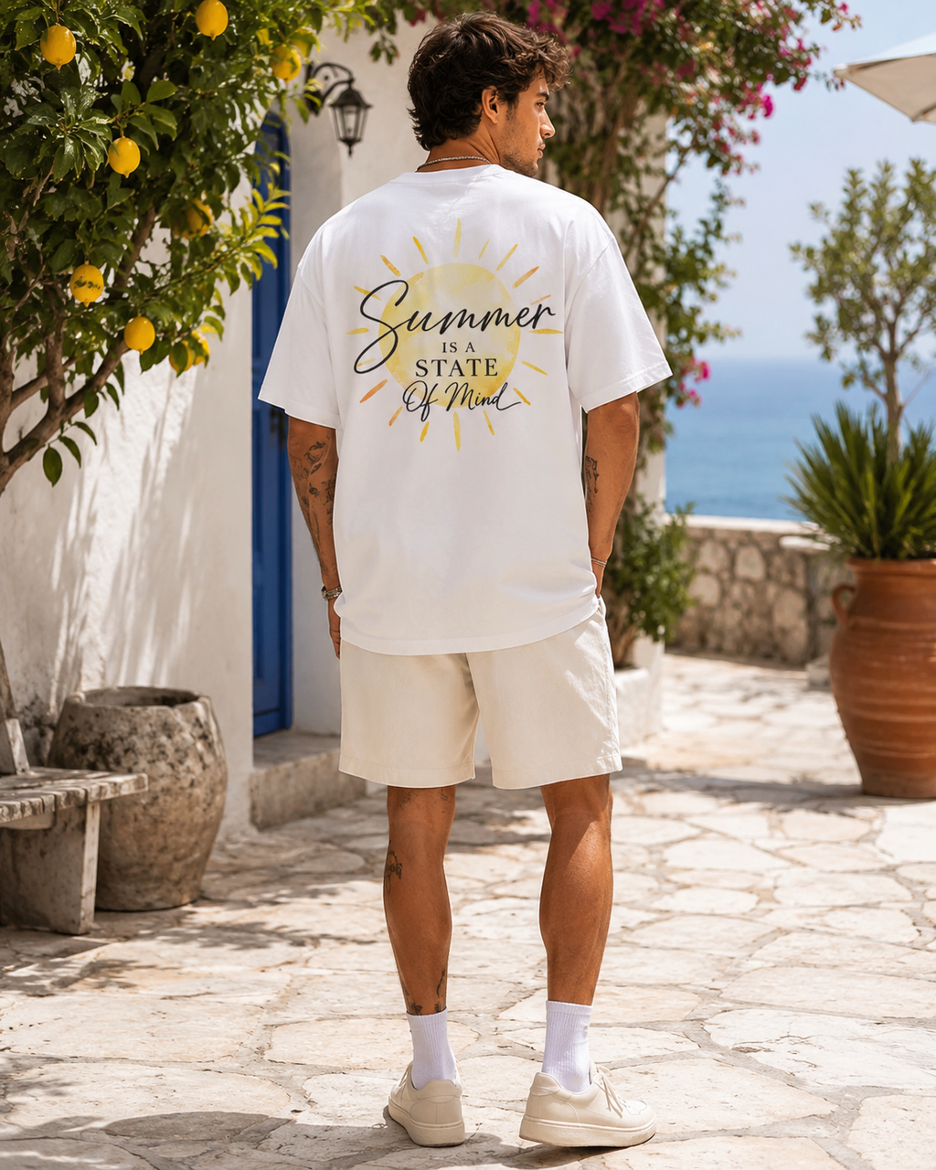Summer State of Mind Tee negru, tricou oversized Armedy Society cu print mare pe spate